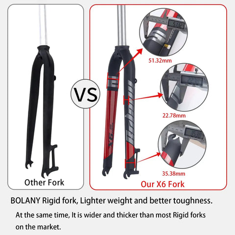Rigid Mountain Bike Front Fork Aluminum Alloy 1 1/8 Inch Threadless Straight Steerer vs X6 Fork comparison