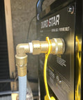 Top Shelf 2 Piece Brass Street Elbow Pipe Fitting 90 Degree 1/4 Inch Npt Male Female Connection Heavy Duty Forged Plumbing Hardware install on generator.