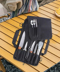 Durable Knife Bag With Protective Pouch Multipurpose Oxford Storage Case for knives and cutlery on picnic table