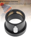 T2 To 1.25 Inch Eyepiece Adapter For 1.25in Telescopes With M42x0.75mm Thread, matte black, brass internal compression