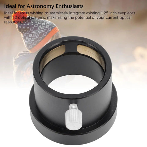 T2 To 1.25 Inch Eyepiece Adapter For 1.25in Telescopes With M42x0.75mm Thread, matte black, brass internal compression