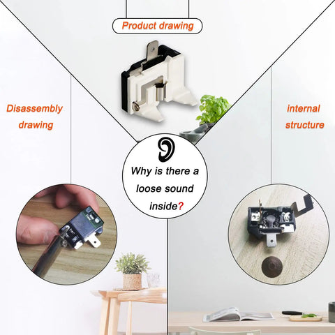 Diagram of 3 Pin 125W Refrigerator Start Relay and Thermal Overload Protector for Mini Fridges and Car Coolers showing components