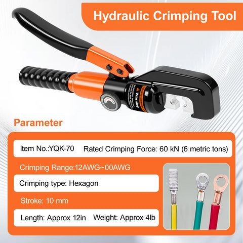 Beefed Up Hydraulic Crimping Tool Kit With 9 Dies For Battery Cables And Wire 12 AWG To 2/0 AWG Copper Aluminum Stainless Steel