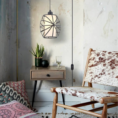 Glass Pendant Plug In Hanging Light With Dimmable Switch Swag Style Lamp For Kitchen Island Bedroom Living Room And Dining Room