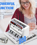 Portable Battery Operated Bill Counter With UV And MG Detection, 800 Bills Per Minute on table in home setting