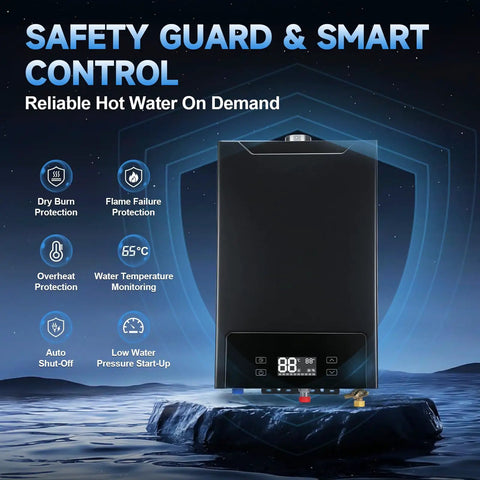 Propane Tankless Water Heater That Knocks It Out Of The Park Delivering Six Point Three Gpm And One Sixty Grand Btu on display with safety features.