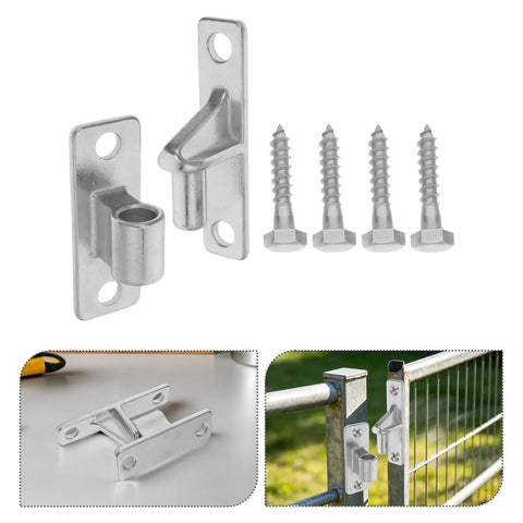 Two Pack Heavy Duty Stainless Steel Gate Hinges With Easy Mount, Male And Female Hinge System, Detachable Design, Outdoor Barn Door And Livestock Gate Hardware For Strong Fences And Gates, Rust Resistant, Multi Purpose, with screws