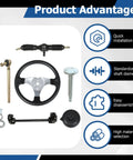 Steel Steering Wheel Kit With Adjustable Gear Rack Pinion Shaft For 110cc Go Kart ATV Buggy Quad Replacement 300mm Wheel 320mm Rack