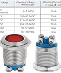 Red and green LED indicator light with 16mm mounting hole, waterproof stainless steel, IP67, 110-120V AC DC for pilot panel.