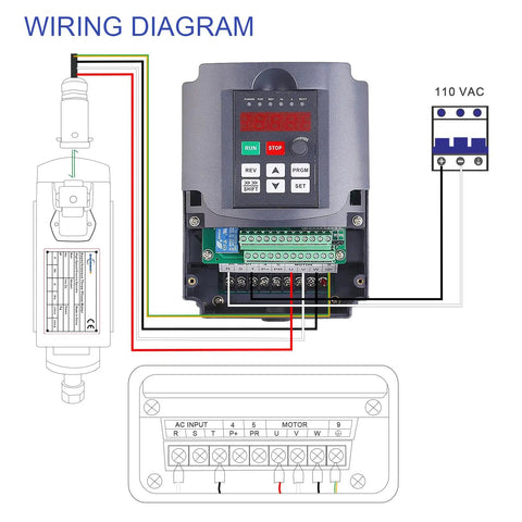 Wiring diagram for CNC Spindle Motor Kit 110V 1.5KW ER16 High Speed Spindle 0 To 24000 RPM With VFD Ready Drive