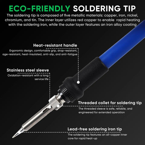 Pro Grade 60W Soldering Station Kit With PID Control And Auto Calibration, Fast Heat Ceramic Iron, eco-friendly soldering tip