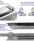 Smoove 21 Inch Undermount Drawer Slides Soft Close Heavy Duty Silent Glide For Kitchen Cabinet Reno 3D lock device and hydraulic damper features