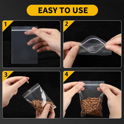 Clear Mini Baggies Pack Of 200 Resealable Plastic Bags For Jewelry Beads Crafts And Small Parts, zipper lock demonstration