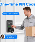 Game Changer Keyless Entry Deadbolt Door Lock with Sleek Knobs supports password entry for secure home access.
