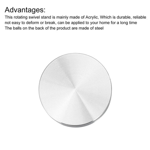 1.5 Inch Rotating Swivel Stand With Steel Ball Bearings Annular Lazy Susan Base Turntable For Kitchen Corner Cabinets Silver 0.45 Inch Diameter Heavy Duty Kitchen Organizer Spices Snacks Craft Display, silver top view