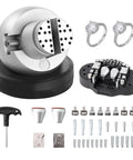 5 Inch Ball Vise Engraving Block With 360 Degree Rotation, Pro Grade Jewelry Inlay And Small Scale Engraving Kit, Includes 35 Attachments For Gemstone Inlay And Fine Detailing, Durable Chrome Plated Steel Vise For Precision Craft with attachments