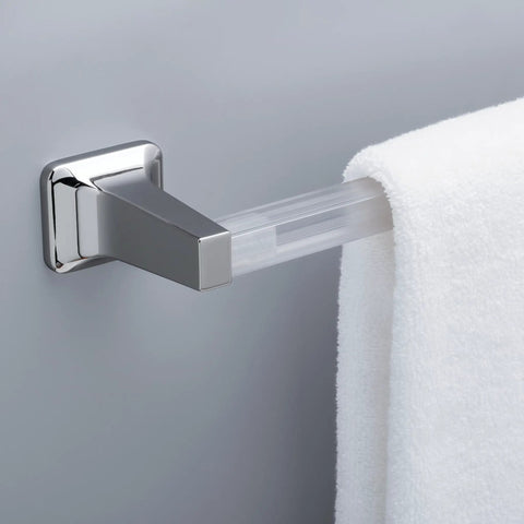 24 Inch Towel Rack for Bathroom Replacement Bar in Clear Finish with wall mounted holder and towel