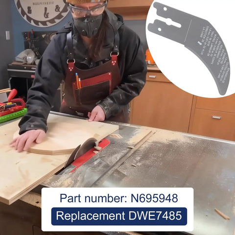Top Tier Table Saw Riving Knife Kickback Shield Compatible With Dewalt Dwe7485 precision ground safety guard in use on workshop table.