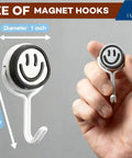 Close-up of Six Piece Heavy Duty Magnetic Hook, 1 inch diameter, 2 inch length, showcasing smooth swivel action and smiley design.