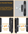 Replacement Sliding Screen Door Handle And Latch With Keeper In Black Zinc Alloy, showing hook attachment and non-handed design