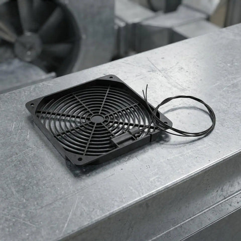 Airflow Monitor For HVAC Systems With 50 Meters Per Second Switch NC Open On Flow 240V AC DC Ready Detects Fan Failure And Triggers Alarm For Quick No Nonsense Airflow Loss Alerts, black fan cover with wire