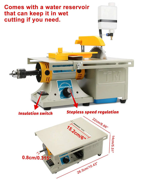6 Inch Lapidary Rock Saw For Wet Cutting With 110V Power, 10000 RPM Stone Cutter Machine showing water drip system