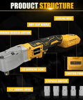Heavy Duty Right Angle Impact Wrench Compatible With Dewalt 20V Max Cordless showing anti-slip handle and control panel.
