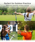 Archers practicing with bows and 20 Inch Straw Archery Target For Backyard Practice in outdoor setting