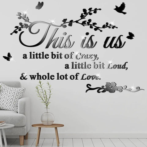 Living Room Wall Decor 3D Acrylic Mirror With This Is Us Theme Removable Family Tree Sign And Inspirational Quote