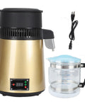 4 Liter Water Distiller With Glass Carafe And Stainless Interior Auto Shut Off Pure Drinking Water Maker For Home Office with control panel.