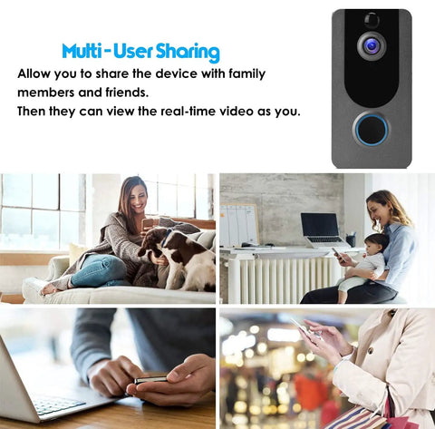 Smart Wireless Doorbell Camera With 1080P HD Video IP65 Weatherproof Outdoor Clear Night Vision Motion Alerts wide view.
