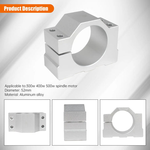 Aluminum mount bracket for Air Cooled CNC Spindle Motor 800W 110V ER11 52mm Collet 20000RPM 0.79Nm, 52mm diameter