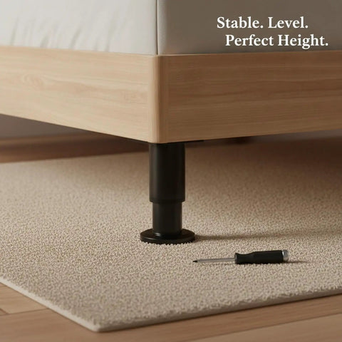 Cold Rolled Steel Adjustable Furniture Leg With Black Powder Coat Base For Cabinets And Tables Wobble Free Leveling Support Heavy Duty Stabilizer For Uneven Floors Includes Screwdriver 1 Piece under bed on carpet