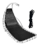 Black Waterproof Vinyl Mesh Replacement With Rope For Patio Curved Hanging Lounge Chair And Chaise Lounger Swinging Chair Replacement Fabric Plus Accessories For Easy Outdoor Setup And Cozy Comfort No Fade.