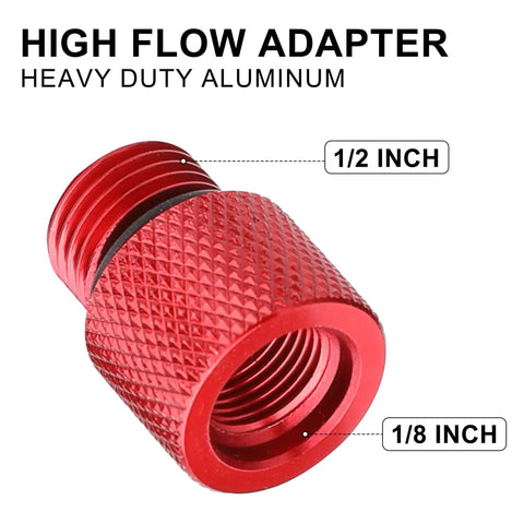 Close-up of a 1/8 inch high flow adapter from the One Eighth Inch Rubber Tip Set For Air Blow Gun with detailed texture view.