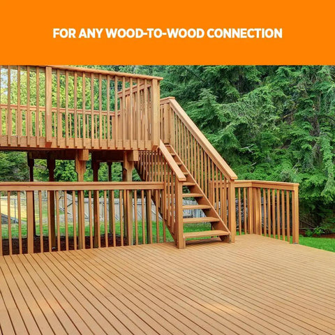 Heavy Duty Three Inch Deck Screws, Number Nine Green Bugle Head With T25 Star Drive For A No Fuss Install, Rock Solid Grip On Rugged Outdoor Wood Builds, 1750 Ct Pack used in wooden deck construction.