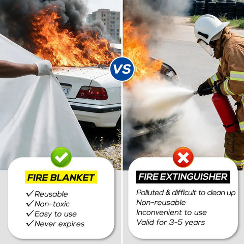 Jumbo Emergency Fire Blanket Industrial Flame Retardant Safety Shield For Kitchen Garage Warehouse RV Kick Flames To Curb High Temperature Resistant Reusable No Sweat Smoke Cleanup Heavy Coverage