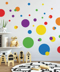 Just Dots Peel And Stick Wall Decals Set Of 31 Easy To Apply Repositionable No Residue Made In The USA on a playroom wall