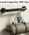 Rock Solid 16 Inch Wall Mount Handrail Matte Black Steel Pipe Grab Bar with load test of 500 lbs for safety and durability.