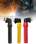 Heavy Duty 400A Welding Electrode Holder With Sturdy Clamp Jaw Plier For Stick Welding Machines And Pro Projects, featuring ergonomic grips in black, yellow, and red.