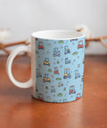 Heavy Duty Ceramic Travel Coffee Mug Featuring A Stylish Golf Cart Design Perfect For Grabbing Your Daily Grind In The Kitchen Or Office Solid Build Tea Cup For Smooth Sips, decorated with colorful golf carts.