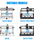 3018 CNC Upgrade Kit For X Axis And Y Axis Extension, image showing suitable models 3018 Pro Max and Pro, not for Max and 3018.