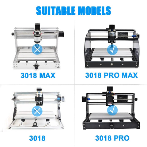3018 CNC Upgrade Kit For X Axis And Y Axis Extension, image showing suitable models 3018 Pro Max and Pro, not for Max and 3018.