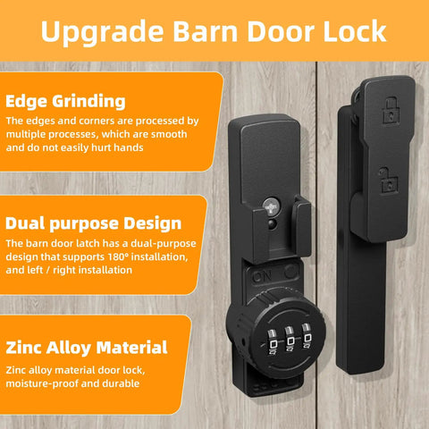 Keyless Barn Door Lock With 180 Degree Flip Latch 3 Digit Password Sliding Gate Lock features and zinc alloy material