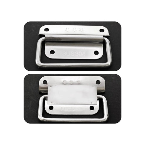 4 Piece 3 Inch Stainless Steel Chest Handles Foldable Pull Ring Handles For Toolbox Cabinets And Doors Heavy Duty Boat Hatch Latch Surface Mount Hardware