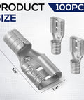 High Temperature Female Non Insulated Spade Connectors Pro Grade 100 Pack For 12 To 10 Gauge Quick Disconnect One Quarter Inch