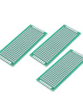 Three Pack 30x70mm Double Sided PCB Prototyping Boards For DIY Soldering And Electronics Projects FR4 Glass Fiber With Pre Tin Holes 1mm Hole Diameter And 2.54mm Grid Great For Practice And Test Circuits.