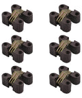 Hidden Barrel Cross Hinges 6 Pack for Cabinets and Tables, 180 Degree Concealed Folding Hinge, Durable Plastic and Metal Construction