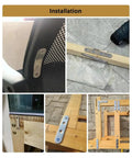 80 Piece Stainless Steel Flat Plate Brackets on chair, wood frames, and installations showing flush mount mending plates for support.