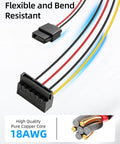ATX 6Pin To Dual 15Pin SATA Power Cable With Mini 4Pin Optical Drive Connector Extension For Desktop PCs, 18AWG copper core